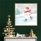 Let it Snow Blue Snowman V by Cynthia Coulter 22-in. W x 22-in. H. Canvas Wall Art Print Framed in Natural